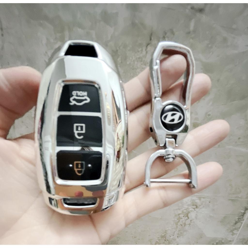 Móc khóa kèm ốp bảo vệ chìa khóa xe Hyundai Accent 2019, Accent 2021, Tucson, i10 nhựa mềm TPU tráng gương