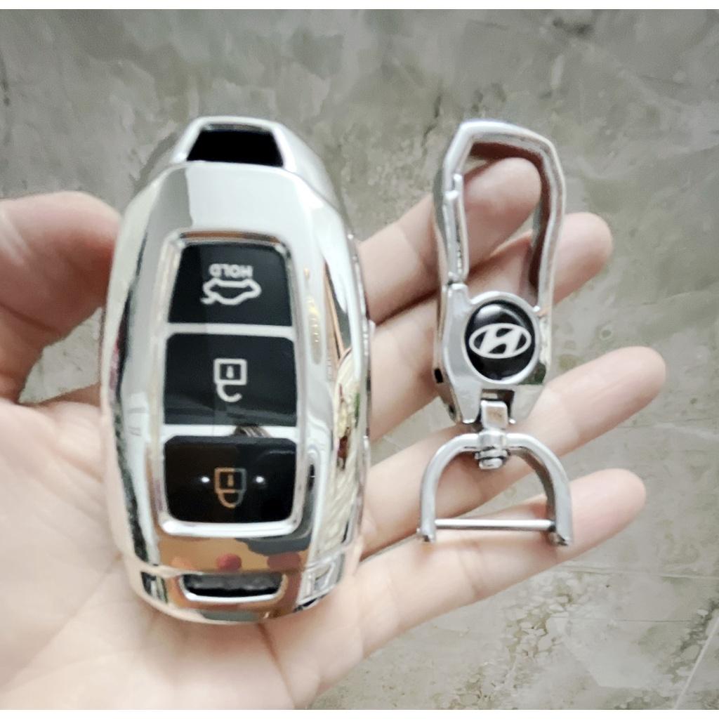 Móc khóa kèm ốp bảo vệ chìa khóa xe Hyundai Accent 2019, Accent 2021, Tucson, i10 nhựa mềm TPU tráng gương.