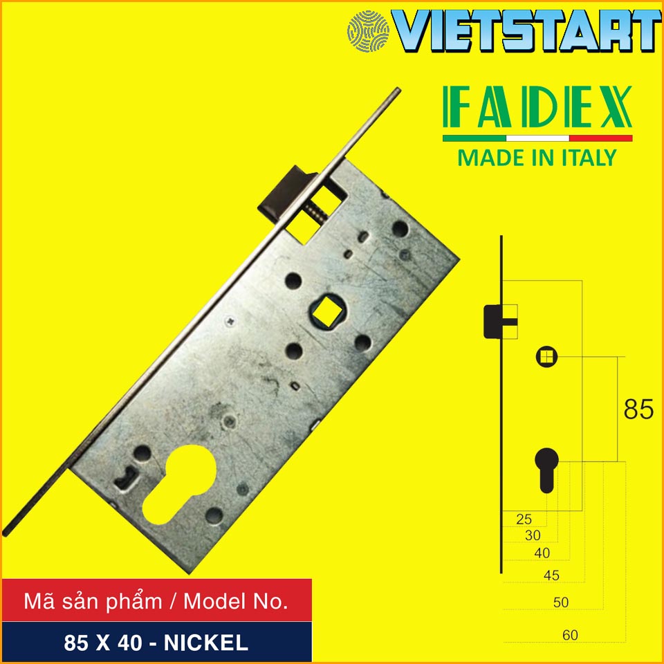 Thân khóa tay gạt Italy - Fadex Inox - Trắng, Vàng