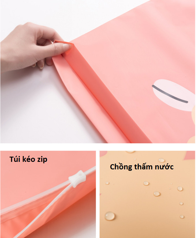 Combo 3 Túi Đựng Đồ Du Lịch hoạt hình xếp đồ gọn gàng trong vali Chống Thấm Bag in Bag (giao ngẫu nhiên)