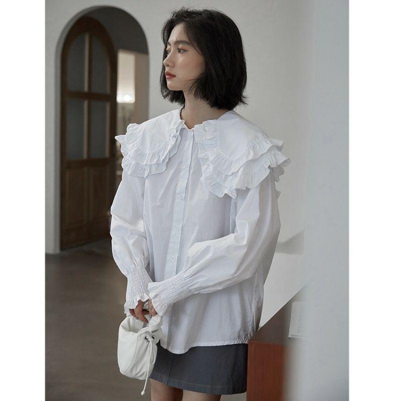 Áo sơ mi cổ sen bèo xinh xắn