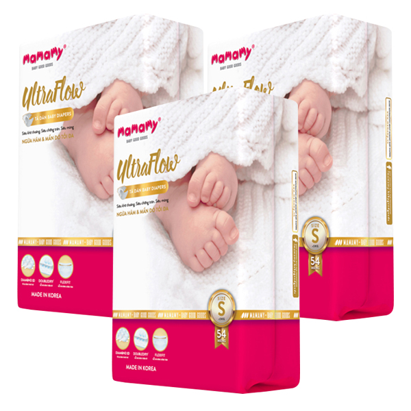 Combo 3 gói Tã Dán Mamamy Ultraflow S54 (dưới 5kg)