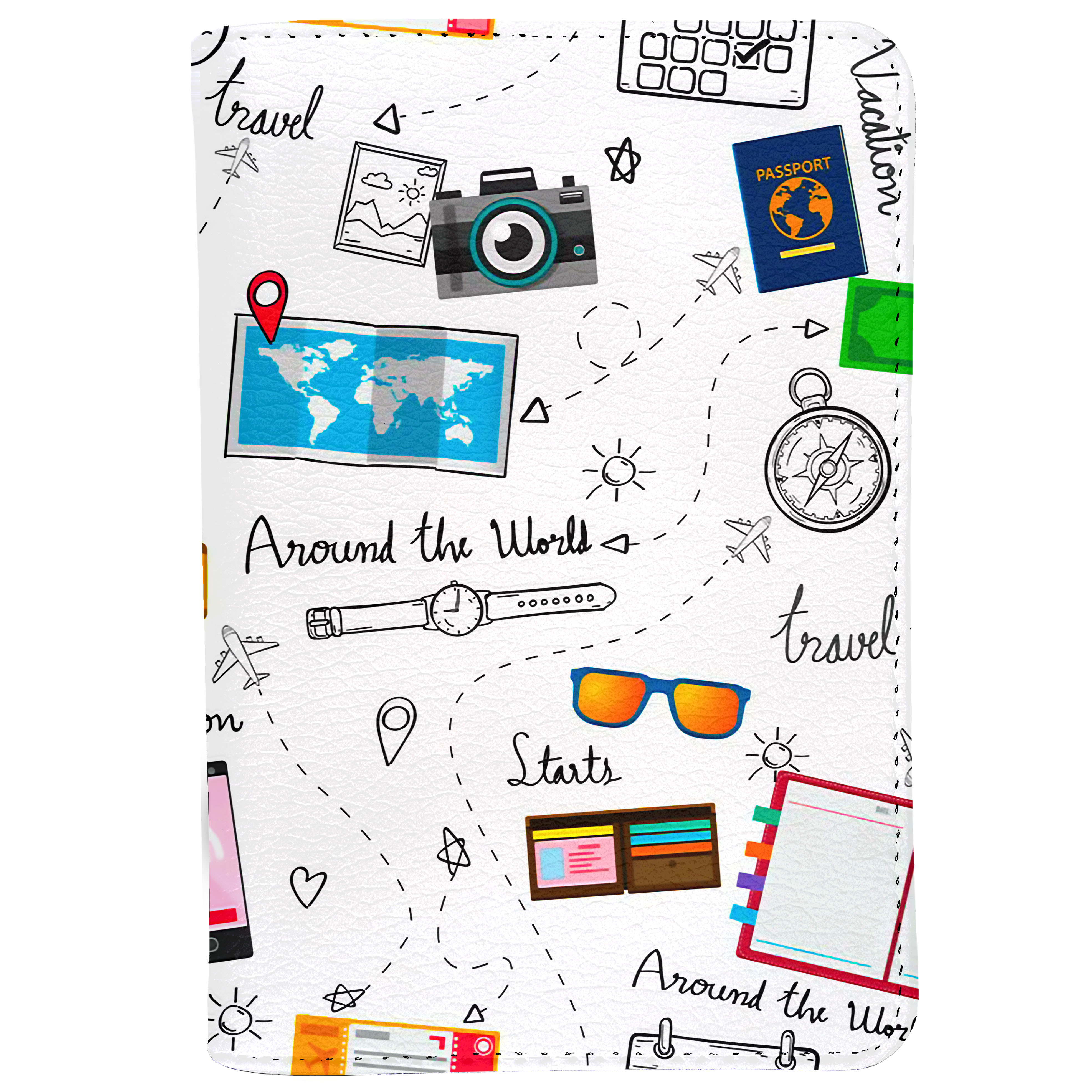 Ví Đựng Passport Du Lịch AROUND THE WORLD - Bao Da Đựng Hộ Chiếu Và Phụ Kiện Stickers - Passport Cover Holder - Thiết Kế Cute - Cá Tính - LT017