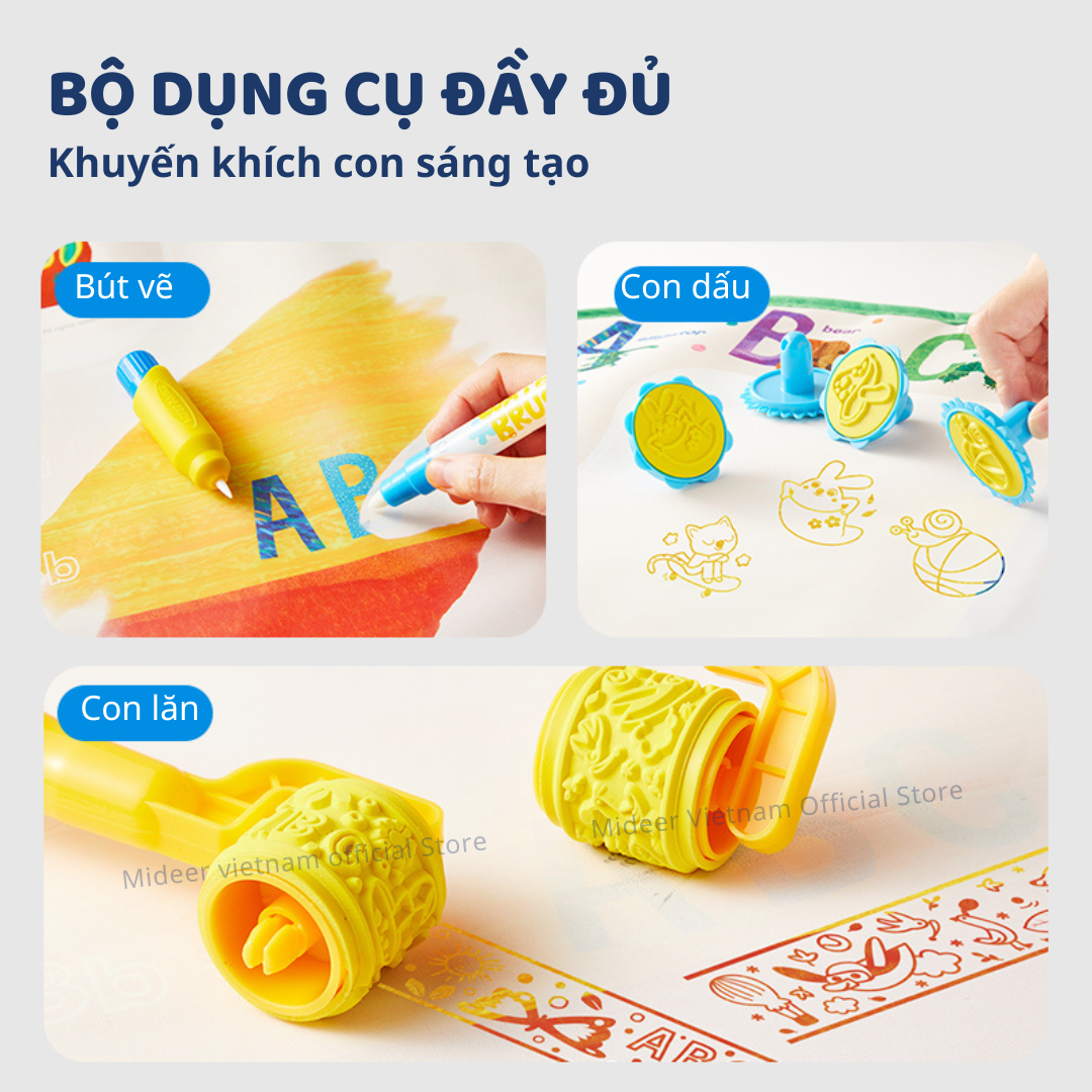 Thảm vẽ tranh nước, tranh tô màu nước ma thuật Mideer Magic Water Doodle Mat