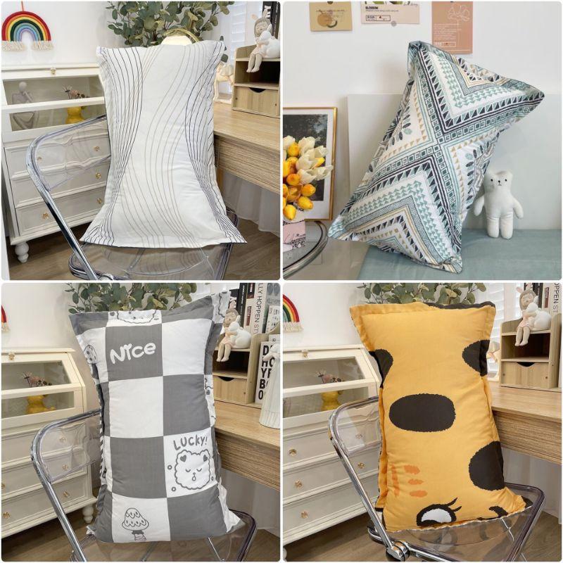 Vỏ gối nằm Cotton Poly vỏ gối đẹp, dễ thương, hàng không kèm ruột, kích thước 45cmx65cm