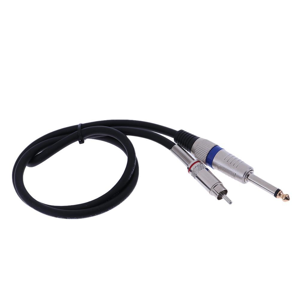 RCA Male to 6.35mm Male Plug Mono Audio AUX Connector Cable Cord 0.5M