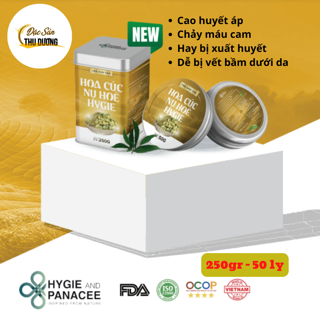 Nụ hòe hoa cúc Hygie 250gr 50 ly - Phòng ngừa đột quỵ, hạ huyết áp, làm chắc thành mạch máu