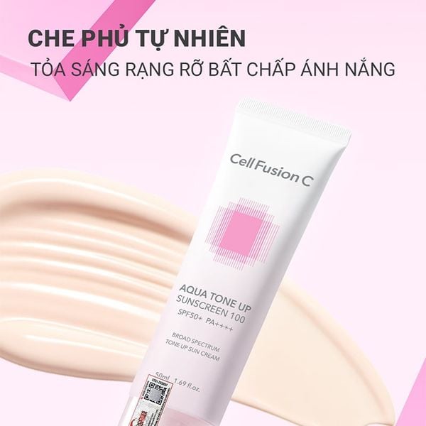 Combo 2 Kem Chống Nắng Cell Fusion C Nâng Tone Cấp Ẩm Căng Bóng Cho Mọi Loại Da Aqua Tone Up 100 Sunscreen SPF 50+ PA++++ 35ml