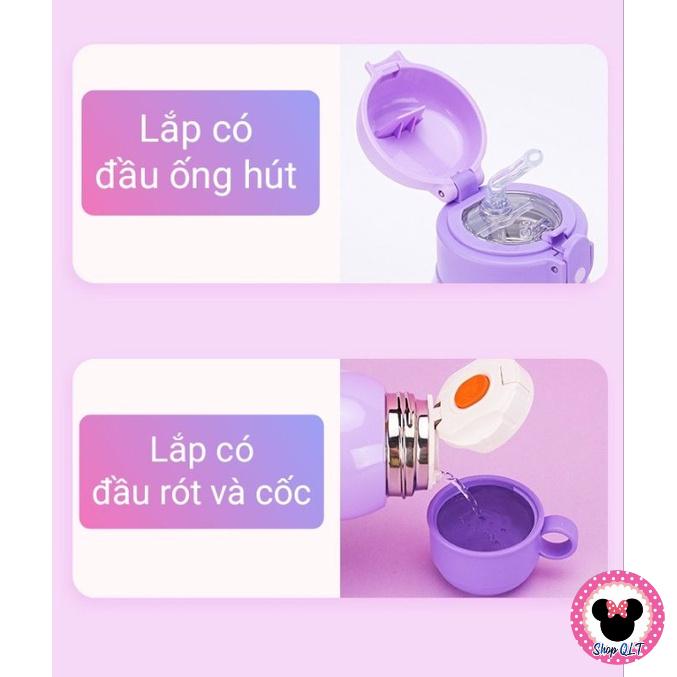 Bình Giữ Nhiệt Hàng DlSNEY Xinh Xắn Cho Bé. Có ống hút, đầu rót , túi đựng và dây đeo rất đẹp