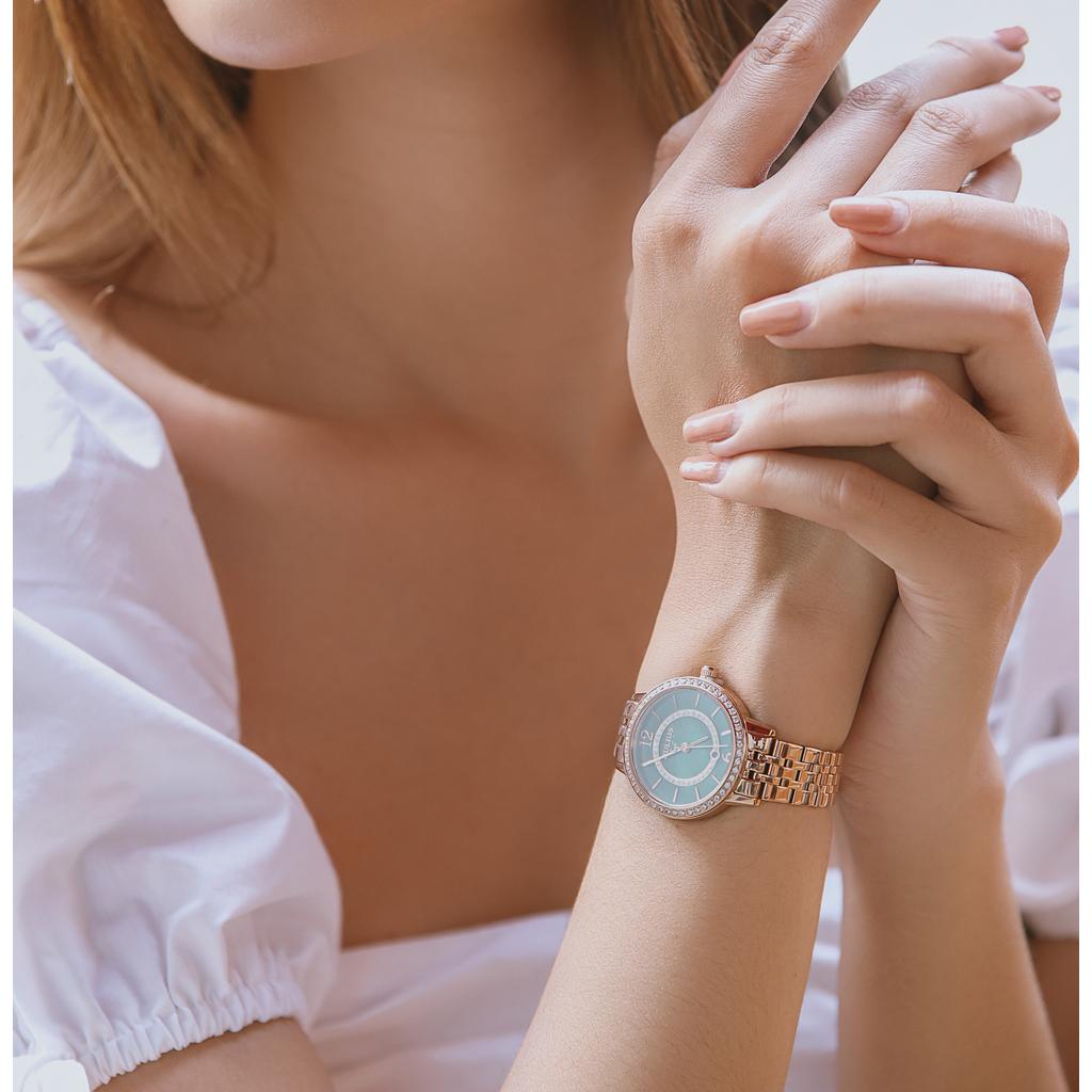 Đồng Hồ Nữ Chính Hãng Julius Cao Cấp Dây Thép Kim Loại Chống Nước Kính Sapphire Đường Kính 32mm JS-051C