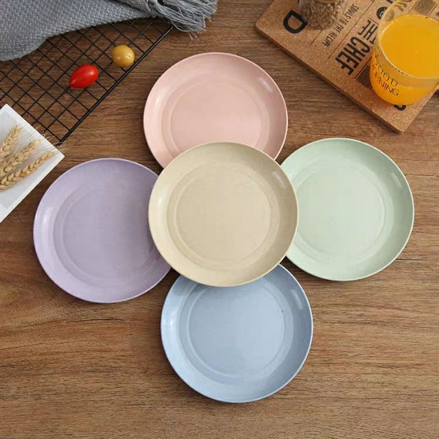 Combo 4 Đĩa Chất Liệu Lúa Mạch An Toàn Màu Pastel - 15x15