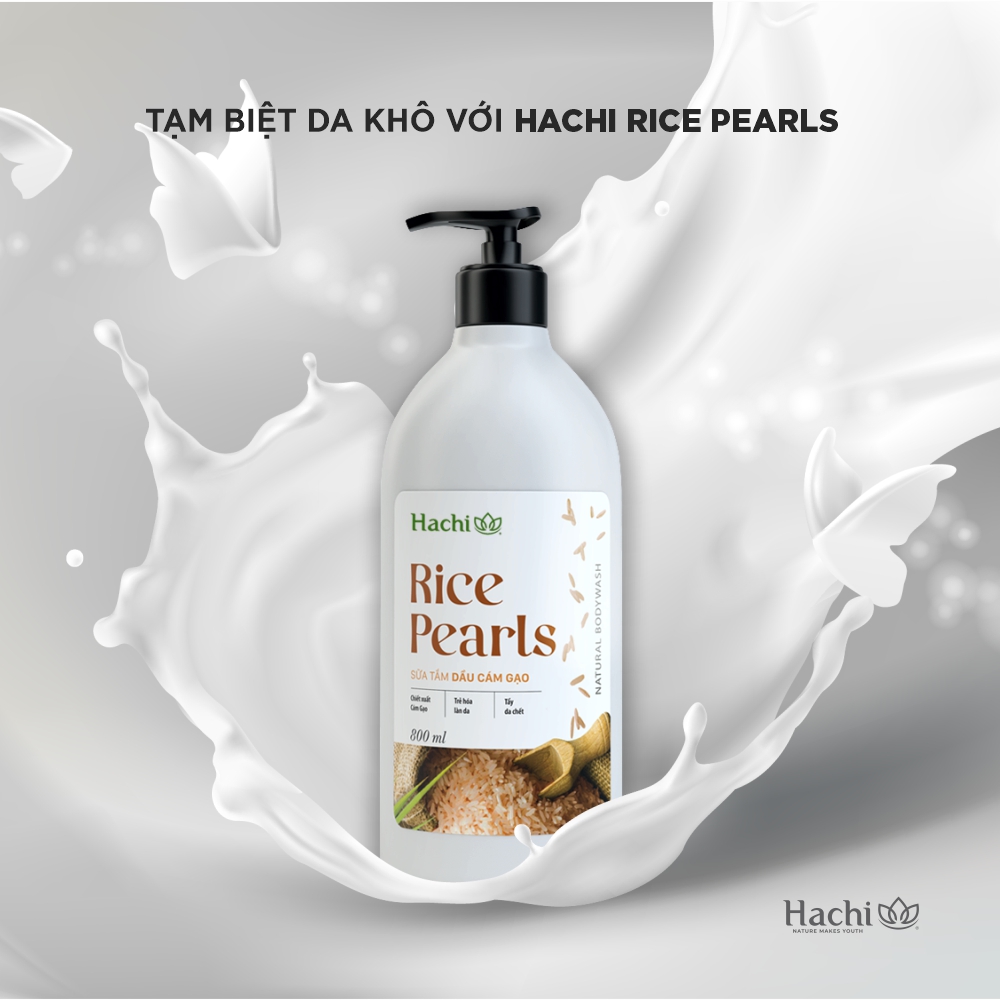 Sữa tắm dưỡng thể HACHI Rice Pearls - cám gạo trắng sáng