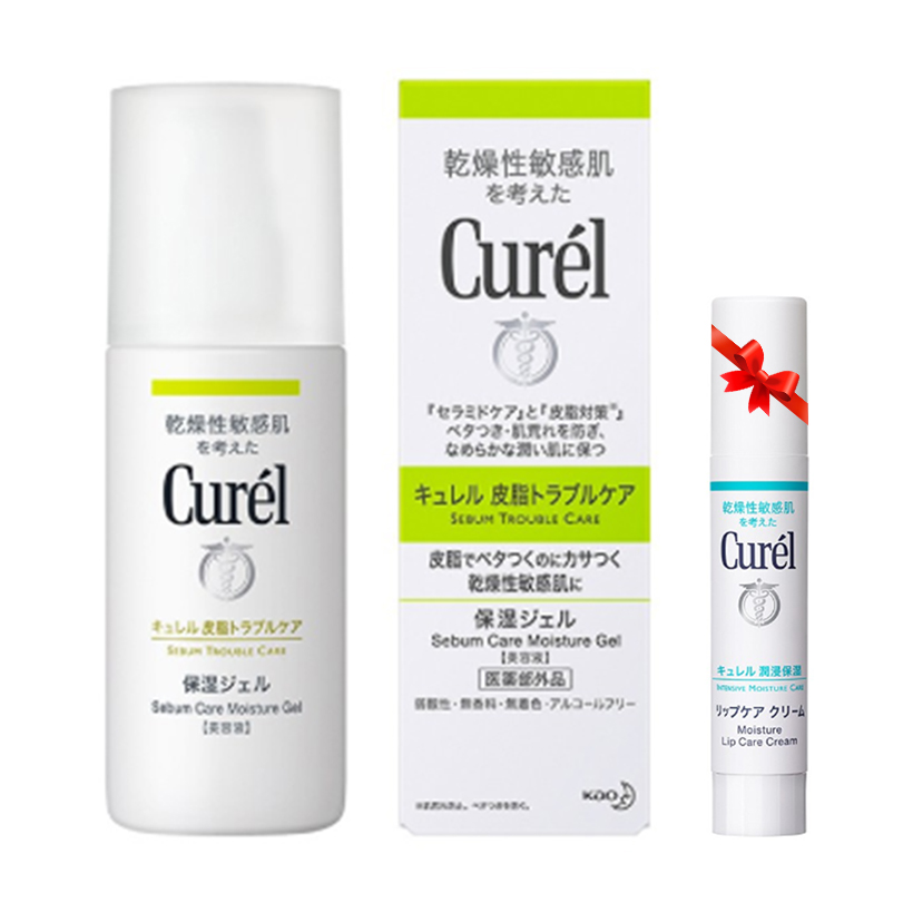 Gel Dưỡng Da Dành Cho Da Dầu Curel Sebum Trouble Care Sebum Care Moisture Gel 120ml Tặng son dưỡng môi cấp ẩm không màu 4.2g