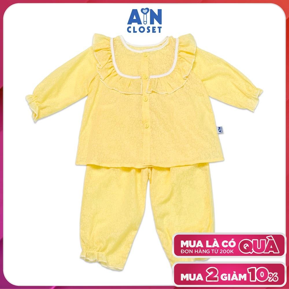 Bộ quần áo dài bé gái họa tiết Hoa mai vàng in chìm boi mịn - AICDBGTZ3SRS - AIN Closet