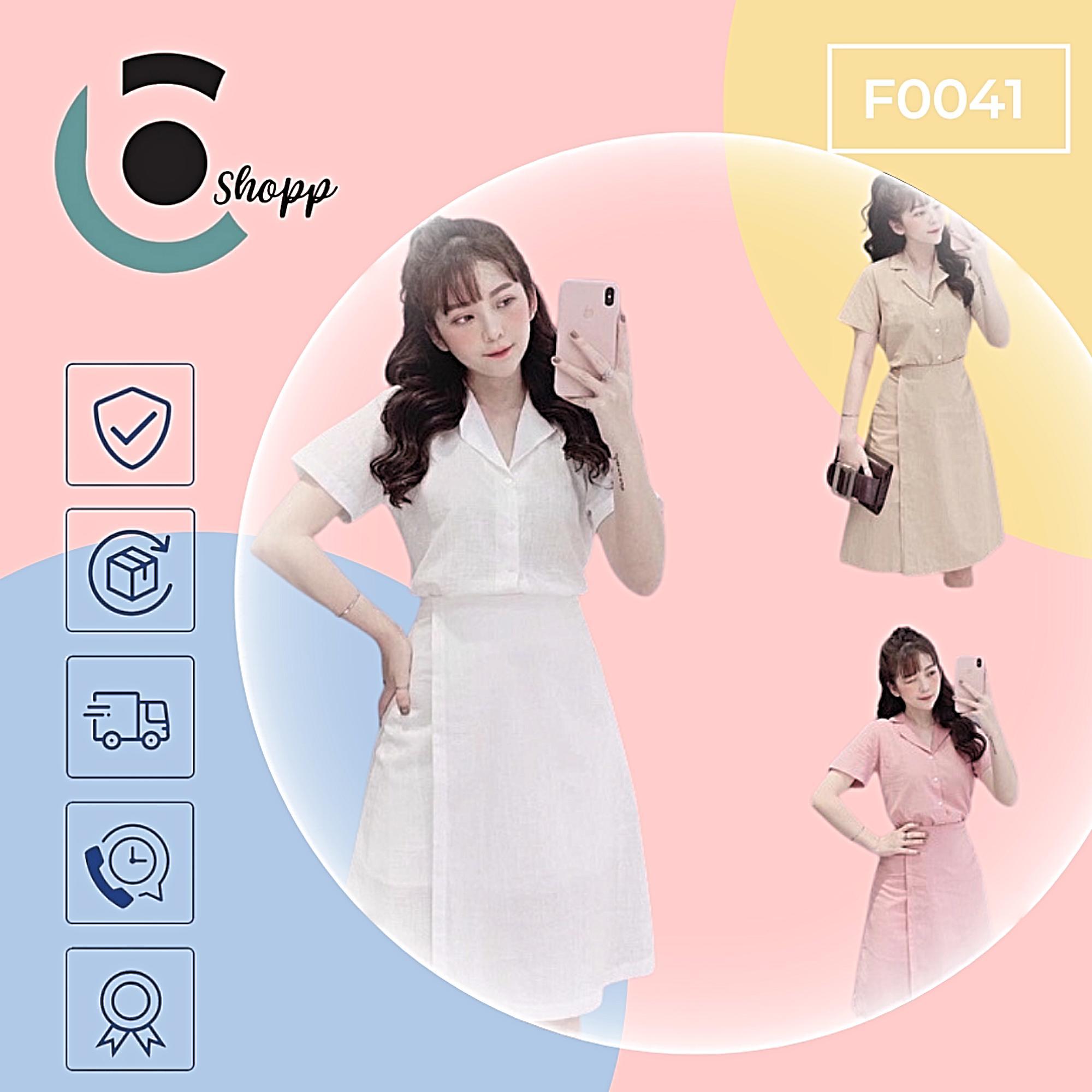 Váy cổ sơ mi đấp tà cao cấp
