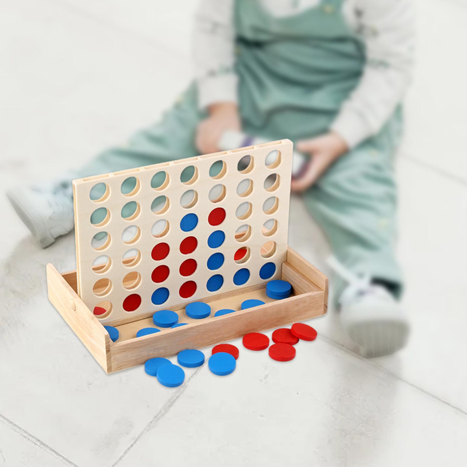 Kids Wooden 4 in Wooden Board Game Fun Block Board Early Learning Toys