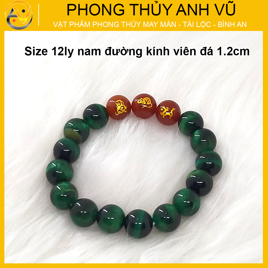 Vòng tay phong thủy cho nam tam hợp thân tý thìn đã khai quang - chất liệu đá mắt hổ xanh lục - size 8 10 12ly - may mắn tài lộc - Vòng Tam Hợp Anh Vũ