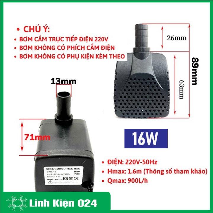 Máy bơm nước chìm mini 4W 7W 13W 16W 18W 25W 30W điện 220V, Bơm quạt hơi nước, Bể cá thủy sinh, Hòn non bộ