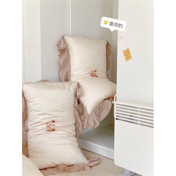 Bộ chăn ga gối tencel 100s thêu hình gấu cao cấp 5 món