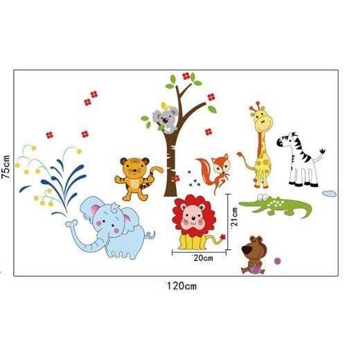 Decal dán tường Vườn thú voi phun nước