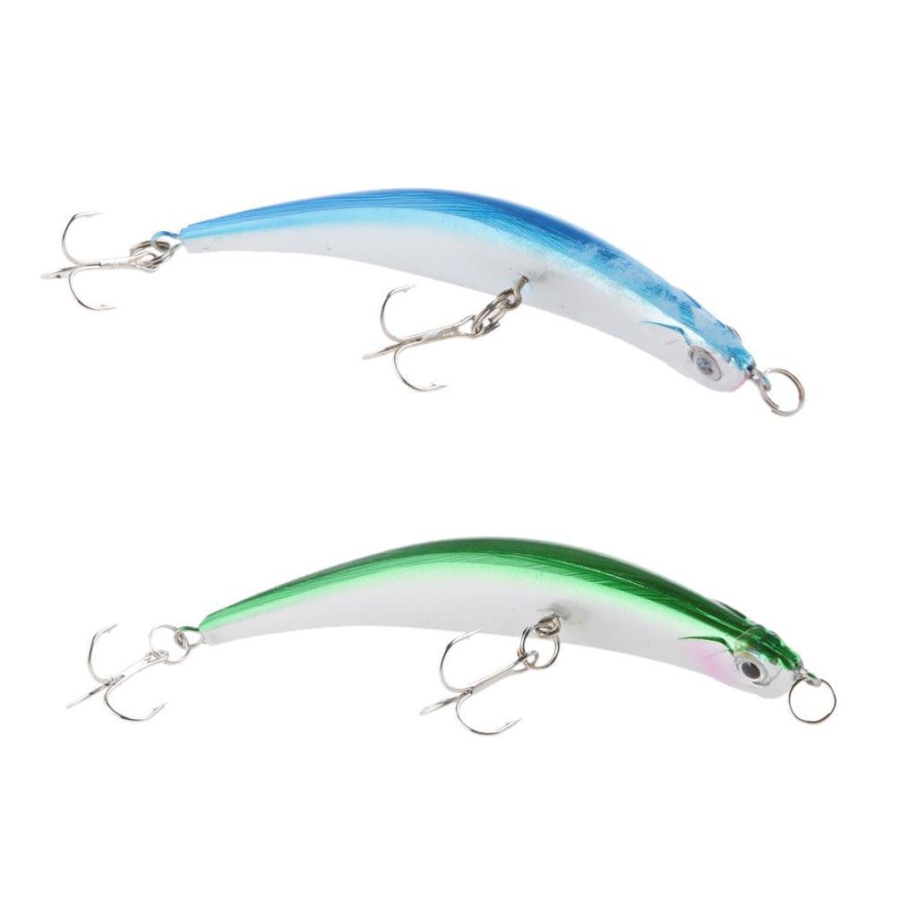 2pcs Topwater Fishing Lures Baits Crankbaits with Treble Hooks Green/Blue with High Quality Durable to Use