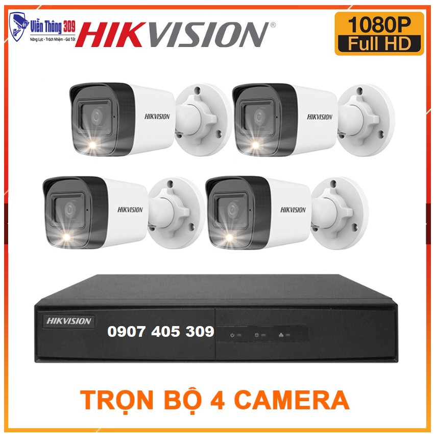 Trọn bộ camera Hikvision có mic thu âm, bộ camera có âm thanh - Hàng chính hãng