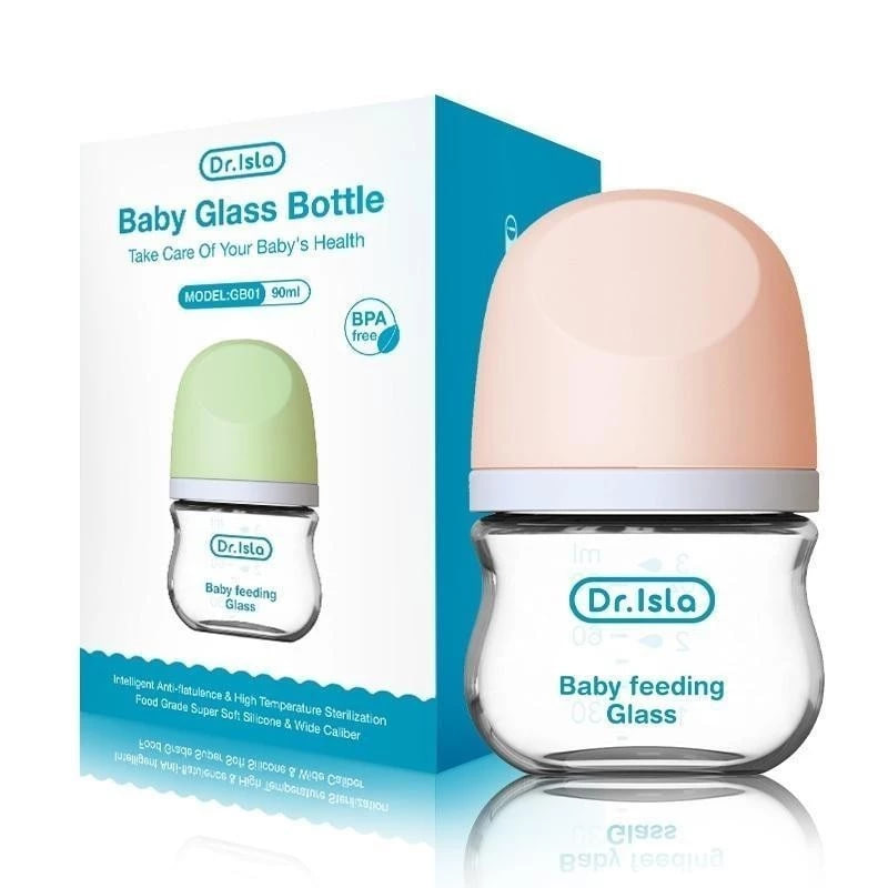 Dr.Isla Bình Sữa Thủy Tinh Cho Bé Sơ Sinh Không BPA Chịu Nhiệt Tốt 90ml/160ml GB01/GB02