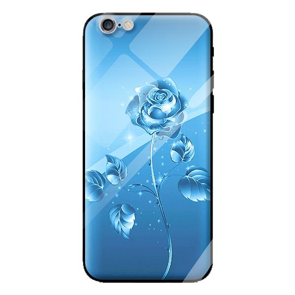 Ốp kính cho iPhone 6 Plus mẫu NỀN XANH HOA 1 - Hàng chính hãng