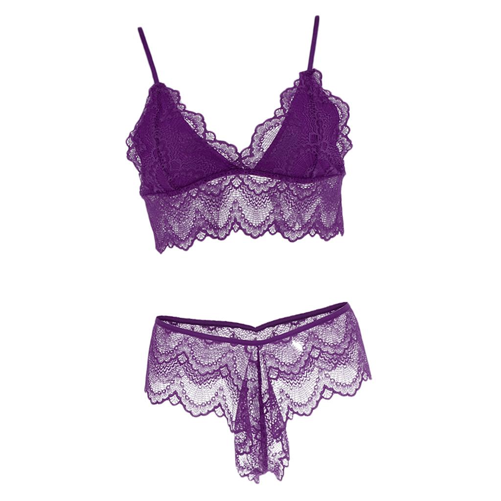 Women Sexy Lace Bra Panty Thong Lingerie Set Sleepwear