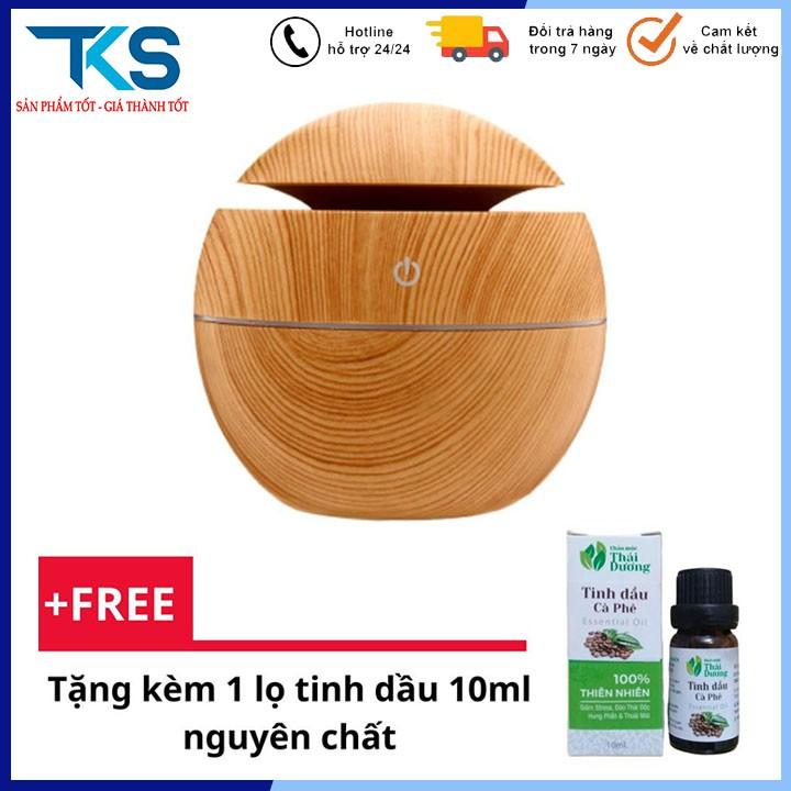 Máy phun sương tạo ẩm khuếch tán tinh dầu vân gỗ nhỏ + TẶNG KÈM 1 Lọ Tinh Dầu 10ml Nguyên Chất