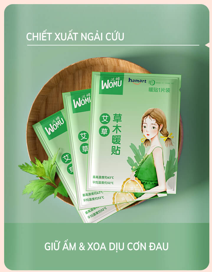 COMBO 3 Miếng Dán Giảm Đau Bụng Kinh Hamart Chườm Nóng Giữ Nhiệt Cơ Thể Thảo Dược Thiên Nhiên 3 Vị