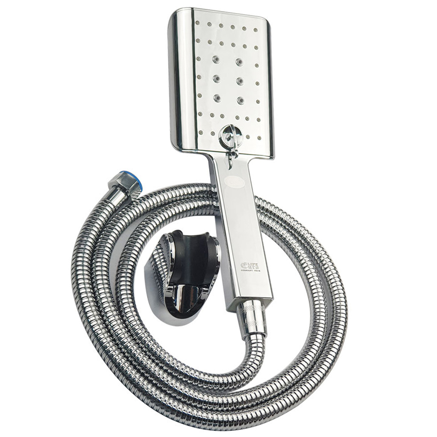 Bộ dây tay sen vuông 3 chế độ chảy chất liệu ABS mạ Chrome Eurolife EL-201SH