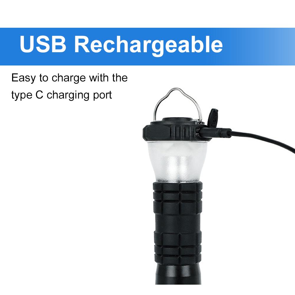 TOMSHOO USB Rechargeable Camping Tent Lantern Magnetic Work Light Flashlight with Tripod for Outdoor Camping Emergency