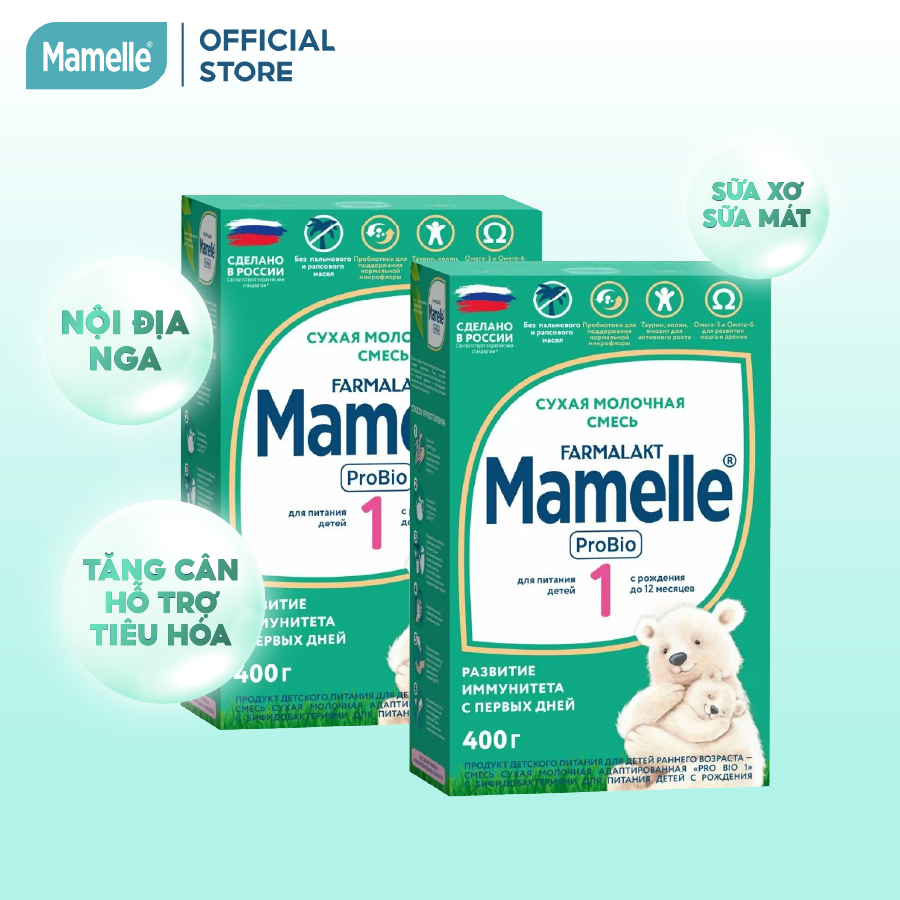 Combo 2 hộp Sữa bột công thức Mamelle Pro Bio Số 1 cho trẻ từ 0 đến 12 tháng hộp 400g/hộp