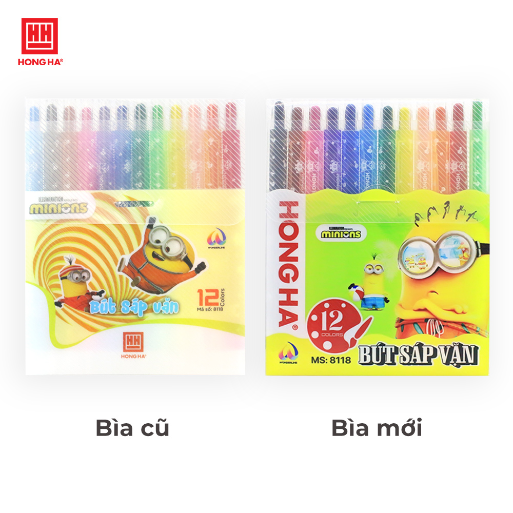 Bút sáp vặn Hồng Hà Minions 12 màu - 8118