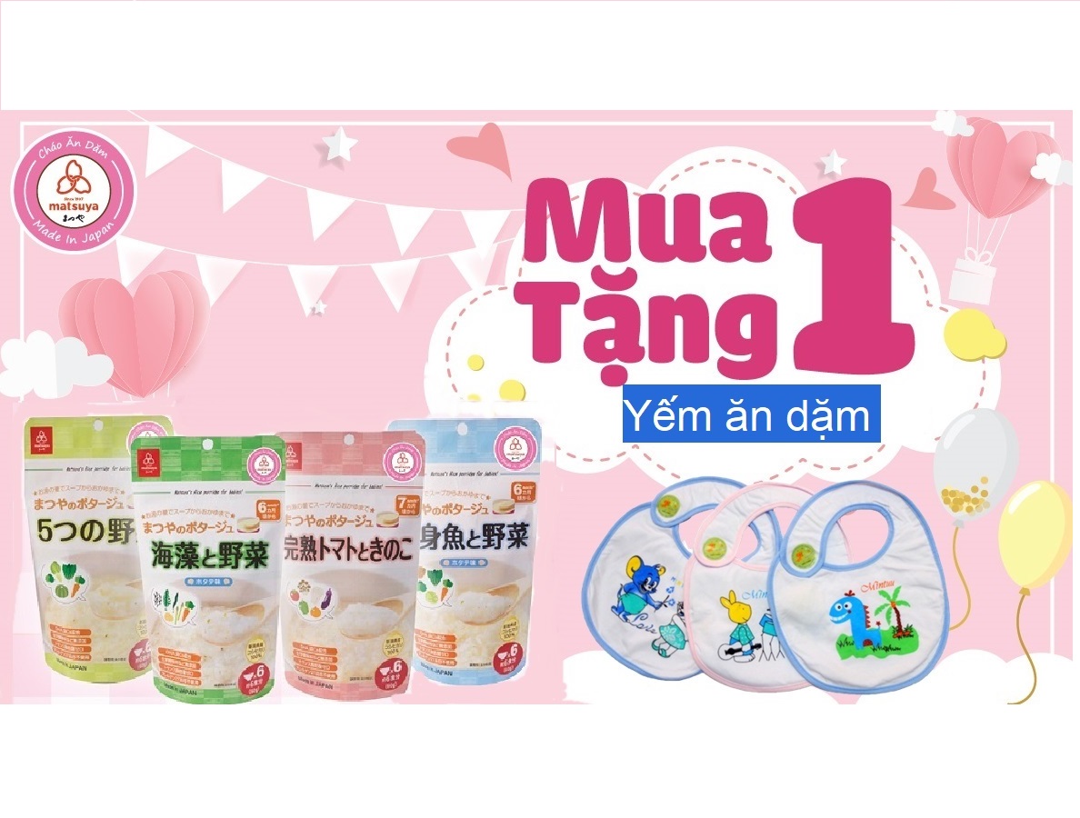 Cháo Gạo Ăn Dặm Matsuya - 60gram  - Tặng 1 yếm ăn dặm cho bé - Cháo 7 Cà chua chín và nấm