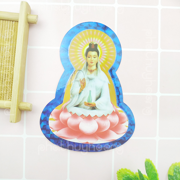 Combo Bộ 2 Miếng dán decal Phật Bà Quan Âm tọa sen