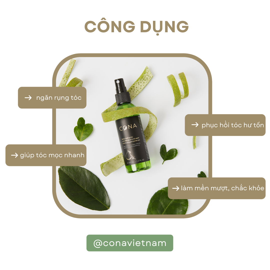 Bộ 2 chai nước dưỡng tóc kích mọc tóc tinh dầu bưởi và trà xanh cona 2x100ml giúp tóc mọc nhanh giảm gãy rụng