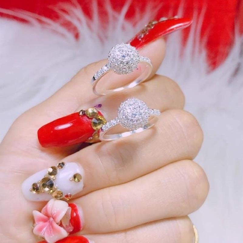 Nhẫn Bạc cầu đá 8ly, Điểm đá nhỏ li ti tạo điểm nhấn cho nhẫn long lanh nhẹ nhàng xinh xắn - Shop Bạc Nomi