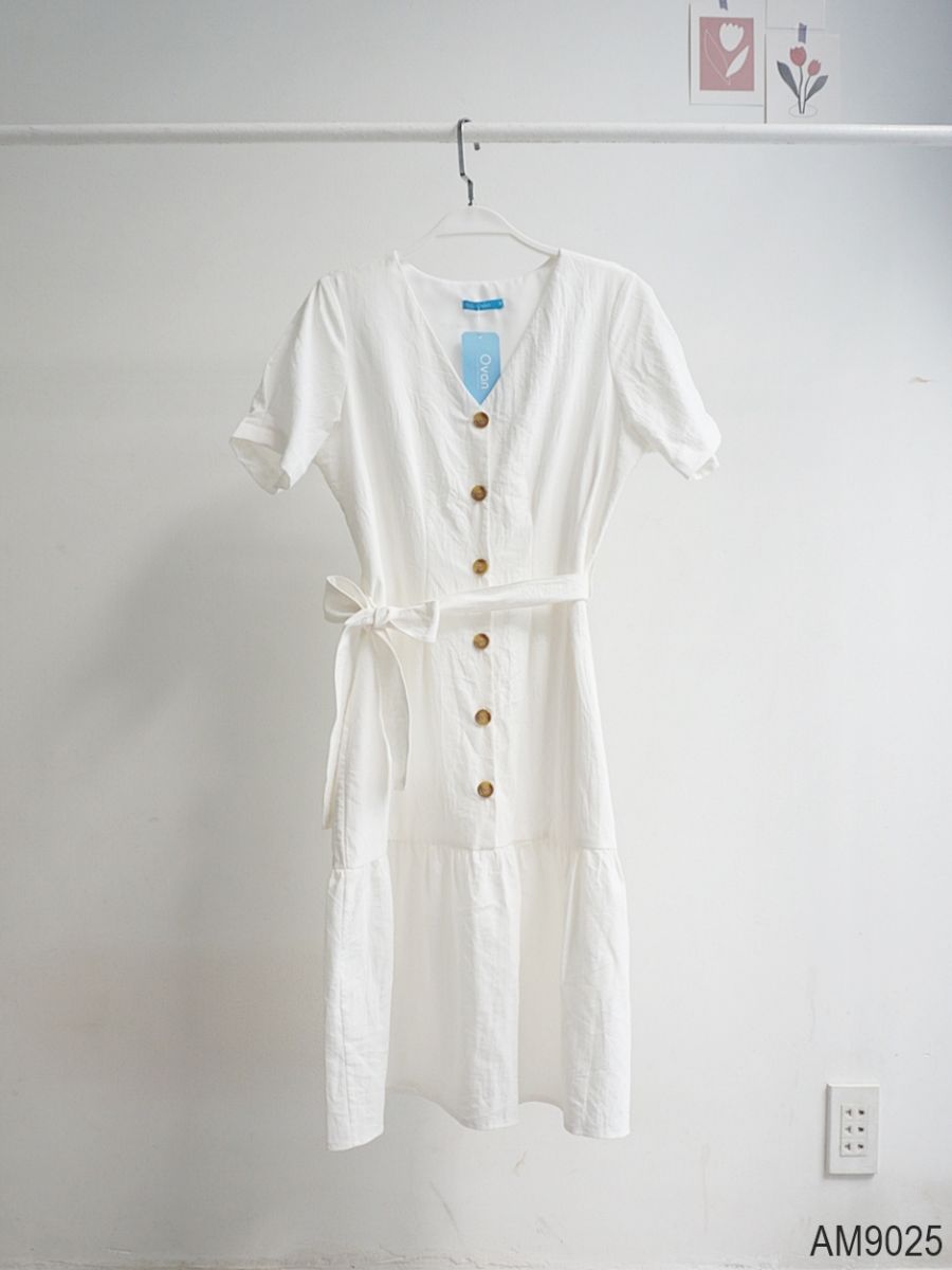 Đầm đuôi cá Nữ linen kèm thắt lưng OvanMade AM9025