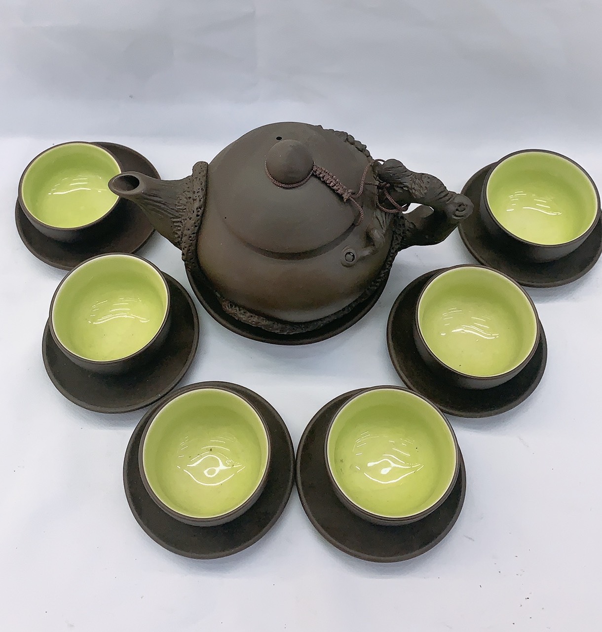 Bộ ấm chén pha trà gốm sứ lòng xanh - ANTH686