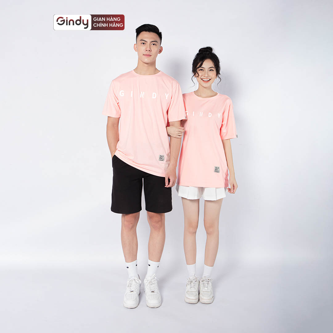 Áo phông cotton thun unisex trơn form rộng GINDY nam nữ basic tay lỡ thoáng mát co giãn 4 chiều A028