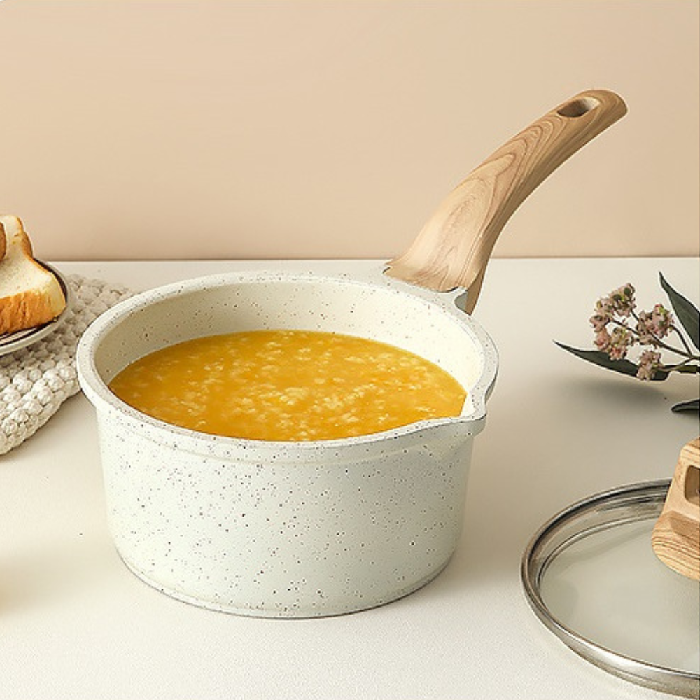 Bộ nồi vân đá chóng dính cao cấp 4 món Mitomo, đúc nguyên khối, nấu trên mọi loại bếp - Hàng chính hãng