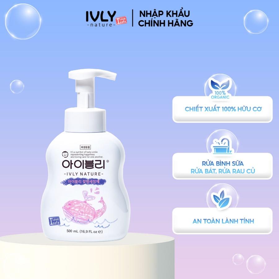 Nước rửa bình sữa cho bé Hàn Quốc IVLY NATURE dạng bọt chiết xuất từ thiên nhiên dung tích 500ml ivly001