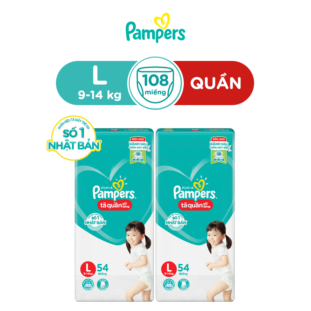 Combo 2 Gói Tã/Bỉm Quần PAMPERS Giữ Dáng Mới Gói Đại M60/L54/XL48/XXL44 x2