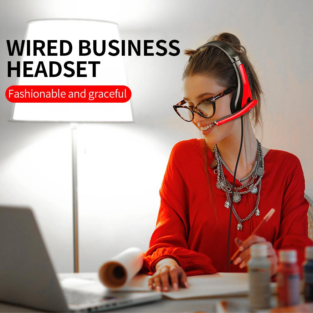 Tai nghe eFound E-601 âm thanh nổi 3,5 mm Trình điều khiển 40mm với micrô có thể điều chỉnh cho văn phòng