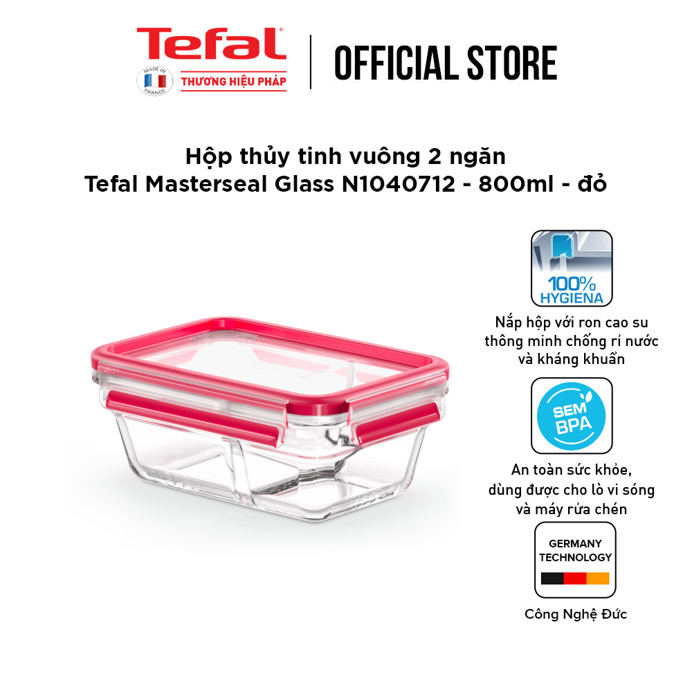 Hộp bảo quản thực phẩm thủy tinh Tefal Masterseal Glass 800ml - Hàng chính hãng