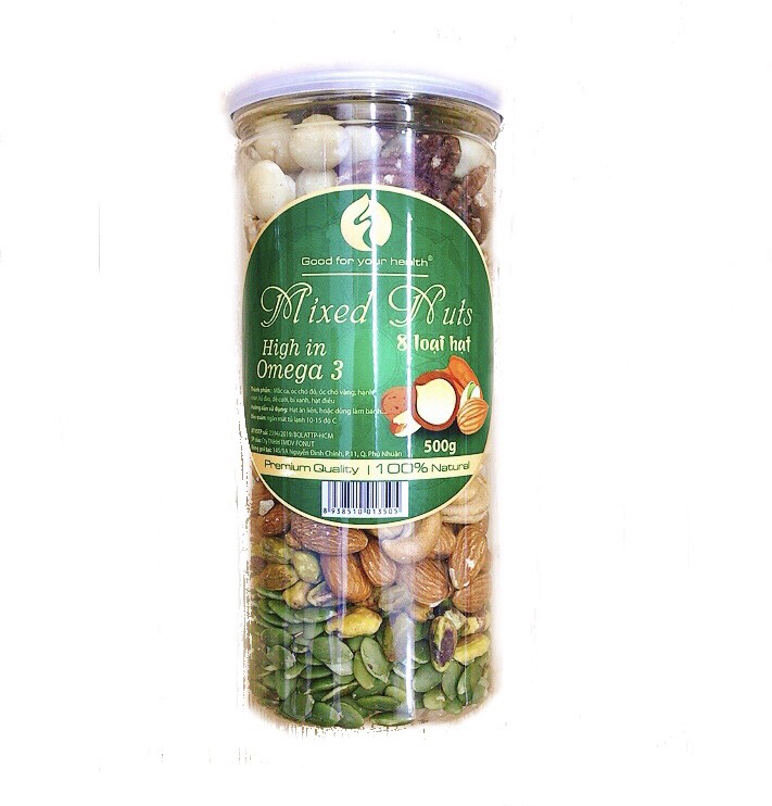 Combo 2 hũ mixed 7 trái cây sấy và mixed 8 hạt nhập khẩu Fonut (mỗi hũ 500g)