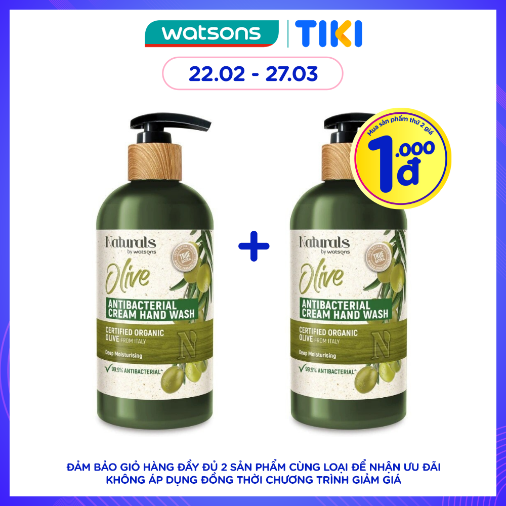 Kem Rửa Tay Naturals By Watsons Hương Olive True Natural Olive Antibacterial Cream Hand Wash 400ml