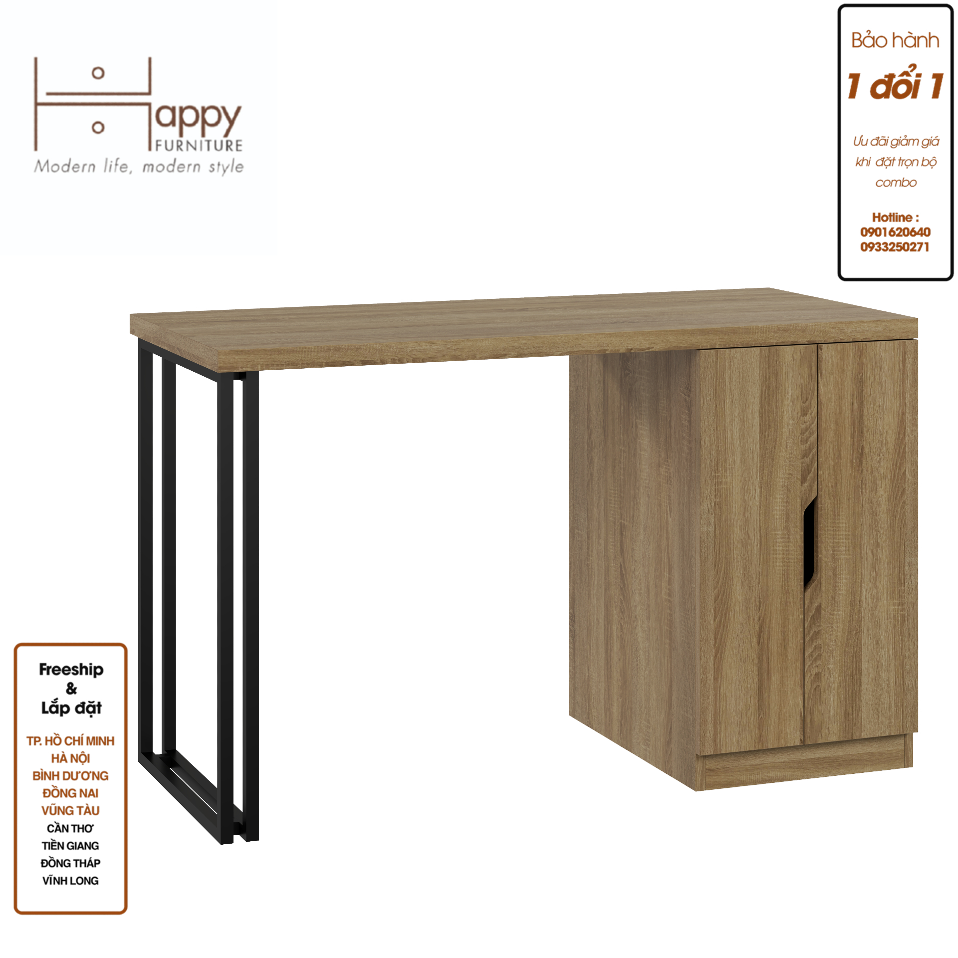 [Happy Home Furniture] DASH , Bàn làm việc - chân sắt , 120cm x 55cm x75cm ( DxRxC), BAN_030